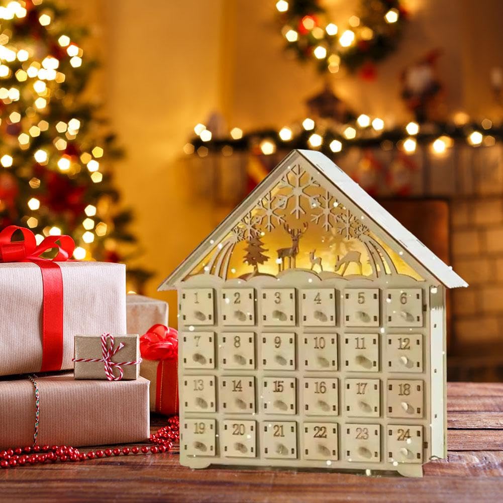 Amazon.co.jp: 木製クリスマスアドベントカレンダー、24日間の